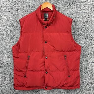 Saks Fifth Avenue Vest Mens XL Red Down Puffer Full Zip Quilted Lined Outdoor